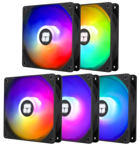 TR-Thermalright TL-C12C-S X5 120mm 5er-Pack CPU PWM ARGB Lüfter, 1550U/min Stille Kühlung, Schwarzer CPU-Lüfter, Kann mit Chassis/CPU-Kühler Gekoppelt Werden