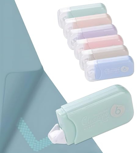 Dreamil Doppelseitiges Klebeband Roller, 6 Stück Selbstklebend Transparent Breite 6mm x 6m Starker Kleberoller für Handwerk & Büro.