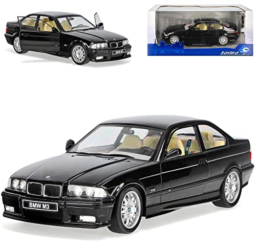 alles-meine.de GmbH B*M*W 3er E36 M3 Coupe Schwarz 1990-2000 1/18 Solido Modell Auto mit individiuellem Wunschkennzeichen