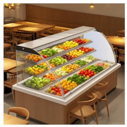 LVLDAWA Vitrine Réfrigérée Comptoir, Vitrine Pain Commerciale Verre Trempé Incurvé, Vitrine Rangement Transparente avec Porte Arrière Coulissante pour Café-Restaurant(90X53X50CM)