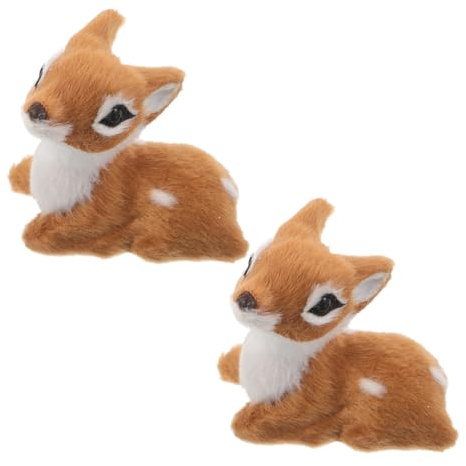 HEALSOPTHY 2 Stück Weihnachts Rentiere Deko Plüsch Rentierfiguren Braun Kompakte Tisch Und Kaminsims Dekoration Für Familienfeiern Und Saisonale Weihnachtsgestaltung