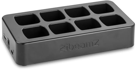 BeamZ WCS1 Ladestation für WDMX EazyLink System | Ladegerät für bis zu 8 DMX Dongles | Kabellose DMX Lichtsteuerung Zubehör | Kompakte Ladestation mit USB-C & Netzadapter für Sender & Empfänger