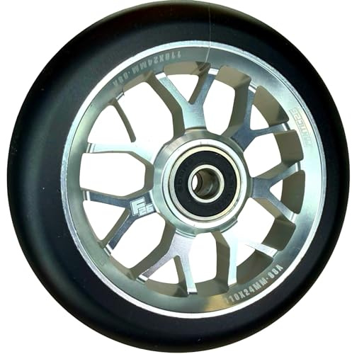 F26 Stunt Scooter Rolle, Spy7, 110 mm, Silber/PU Schwarz | mit ABEC 11 Kugellager, für Park, Street und Freestyle