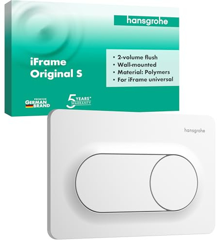 hansgrohe iFrame Original S - Toilet Flush Plate for Dual Flush, for hansgrohe iFrame Universal Concealed Cistern, matt White, 66002700