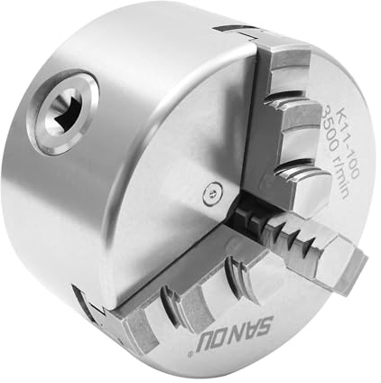 Dreibackenfutter 100mm für Drechselbank und Drehbank Metall Selbstzentrierendes Drehbankfutter mit Innen Außenbacken 30-90mm Spannbereich Präzision 0.07mm Backenfutter inklusive Federschlüssel