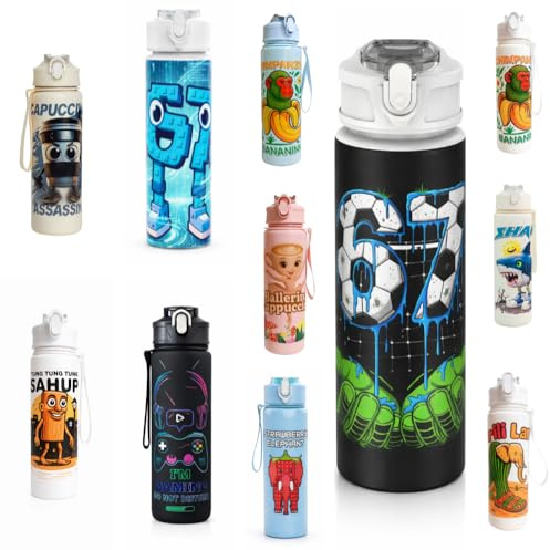 Jamaah Everyday Essentials Meme Style Design Water Bottle 700ml with secure flip lock lid for Kids & Adults, meme Inspired, Bottles, Gifts for Fans (Six Seeeven football)