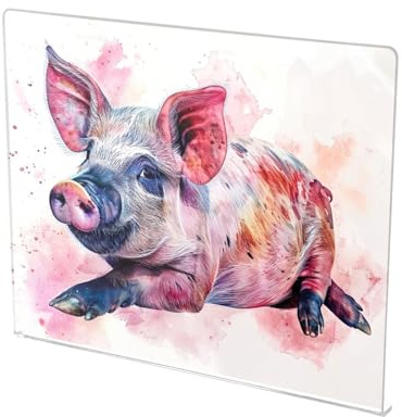 Planche à découper amusante en forme de cochon aquarelle avec bord à lèvre, 41,9 x 34 cm, planches à découper antidérapantes pour cuisine