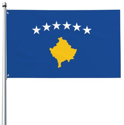 Drapeau du Kosovo - Drapeau de jardin décoratif en polyester durable avec œillets en laiton - 0,9 x 1,5 m
