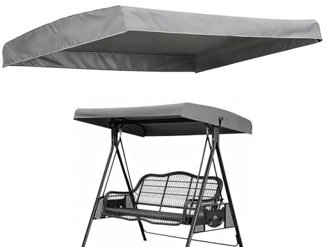 Swing Canopy Replacement - 75 x 47 Inches Patio Swing Chair Canopy Replacement | Waterproof Oxford Cloth UV-Resistant Garden Hammock Top for Outdoor Patio Porch Garden Yard (Gray)