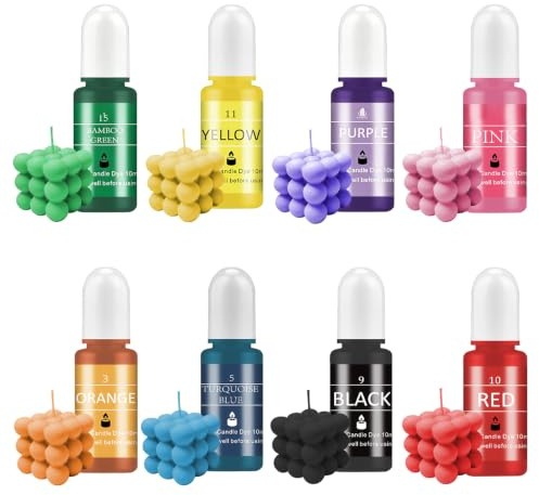 8 Unidades Colorante Para Velas 10 Ml Por Botella Colorante Para Velas De Soja Tinte Para Velas Seguro Y Ecológico Color Alta Pureza Brillo Duradero