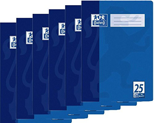 6x Oxford Schulheft A4 Lineatur 25 liniert mit Rand