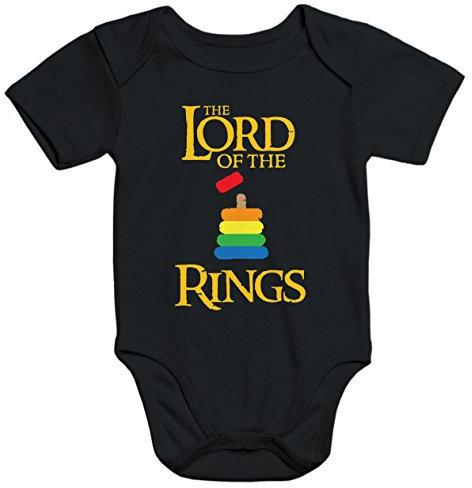 MoonWorks Baby Body The Lord of The Rings Kurzarm Bio-Baumwolle Aufdruck schwarz 3-6 Monate