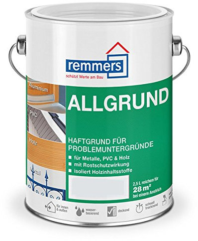 Remmers Allgrund weiß, 2,5 Liter, Haftgrund für Metall, Kunststoff, Holz, mit Rostschutz und Isoliergrund, innen und außen, Made in Germany