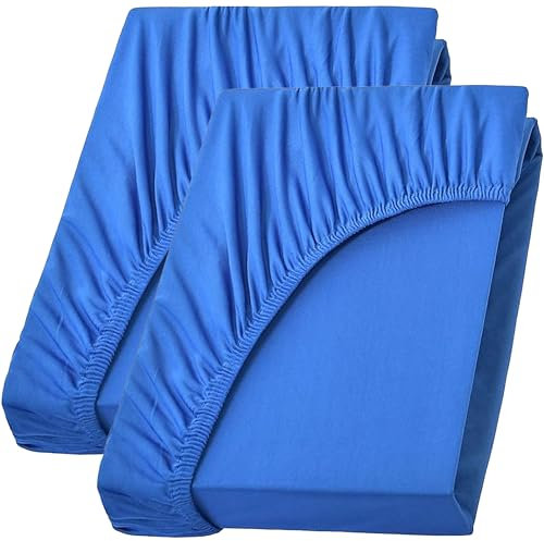 NatureMark 2er Pack Jersey Spannbettlaken, Spannbetttuch 100% Baumwolle in vielen Größen und Farben MARKENQUALITÄT ÖKOTEX Standard 100 | 140 x 200 cm - 160 x 200 cm - royal blau