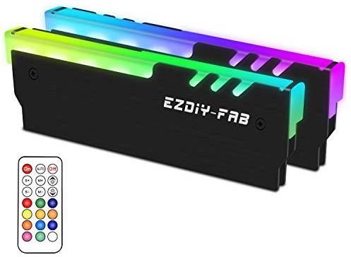 EZDIY-FAB ARGB Arbeitsspeicher RAM Kühler DDR Kühlkörper mit Controller für DIY PC Spiel MOD DDR3 DDR4 (kompatibel mit ASUS Aura Sync, Gigabyte RGB Fusion und MSI Mystic Light Sync), Schwarz, 2 Stück