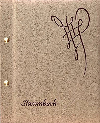 Stammbuch TATOO II in beige, Holzoptik, Familienstammbuch mit Stammbaum Vorlage zum Ausfüllen, Stammbuch der Familie in Format A5+
