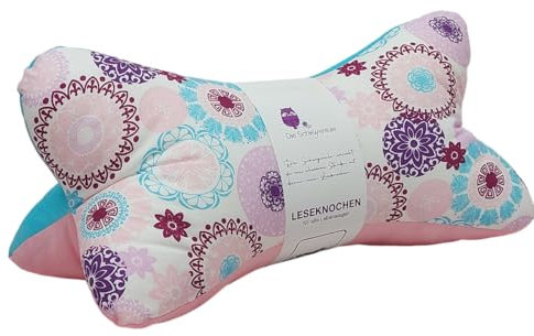 Leseknochen Nackenkissen Mandala bequem und waschbar! Handgestopft und genäht in Deutschland - Nutzbar als Nackenrolle Kissen Nackenrolle (Mandala rosé)