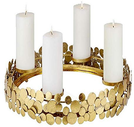 Lambert - Jimin - Adventskranz, Adventsleuchter - Metall - Gold - Maße (ØxH): 33 x 11 cm