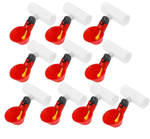 Automatic Chicken Drinker Cups 10Pcs Plastic Poultry Drinker Waterer Water Drinking Dispenser Cups Bowls for Bird Duck Quail Pigeon Hen Livestock (A)