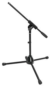 OMNITRONIC AP-1 Mikrofonstativ schwarz | Niedriges Mikrofonstativ mit Galgen, 50 bis 80 cm Höhe einstellbar