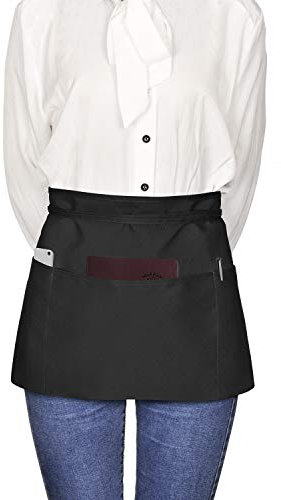 Viedouce Vorbinder Taillen Schürze 3 Pack, Kellnerschürze Kochschürze Backschürze mit 3 Taschen für Frauen Männer Restaurant Server Chef Kellnerin Kellner Barista, Schwarz