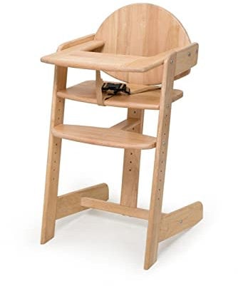 Geuther Hochstuhl FILOU UP Kinderstuhl Baby Hochstuhl mit Tisch mitwachsender Babystuhl mit 3-Punkt Sicherheitsgurt Rückenteil & Fußtrittbrett hohe Lehne für gesunde Sitzhaltung Natur
