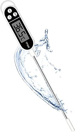 Jsdoin Termometro da Cucina Digitale a Lettura Istantanea con Sonda Lunga e Display LCD, Termometro Alimentare per Barbecue Carne Latte Olio Acqua