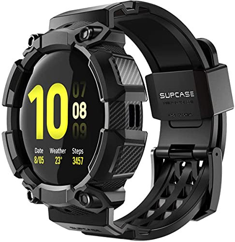 SUPCASE Serie Unicorn Beetle Pro Custodia per Samsung Galaxy Watch Active 2 44mm Case Cinturino da Ricambio per Galaxy Watch Active 2 44mm 2019, Nero