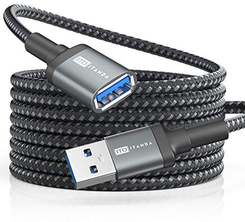 Hulier 10FT USB Extension Cable USB 3.0 Extension Cord Type A Male to Female ITANDA 5Gbps Data Transfer for Keyboard, Mouse, Playstation, Xbox, Flash Drive, Printer, Camera and More