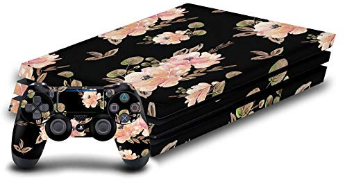 Head Case Designs Vintage Schwarz Kunst Mix Matte Vinyl Haut Gaming Aufkleber Abziehbild Abdeckung kompatibel mit Sony Playstation 4 PS4 Pro Console and DualShock 4 Controller