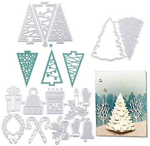UFLF 3 Set Weihnachten Stanzschablonen Weihnachtsbaum Stanzen Metall Prägeschablonen Stanzformen Cutting Dies für DIY Scrapbooking Karten Handwerk Geschenk Homedeko