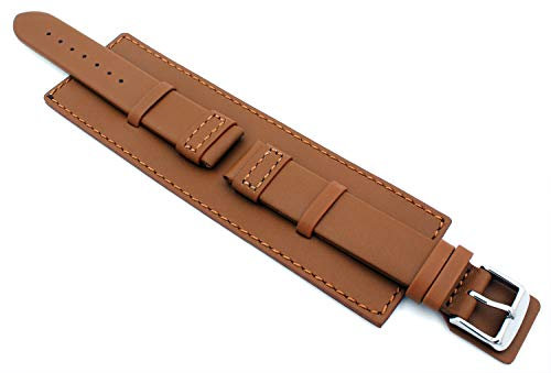 Sulla 18mm Uhrenarmband Für Militäruhren Bund Style mit Unterlage hell braun