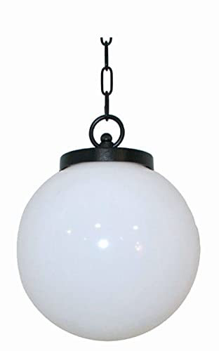 Licht-Erlebnisse Stilvolle Außenleuchte MELANTHA Schwarz Weiß Kugelschirm IP43 Rustikal E27 Pendelleuchte Outdoor