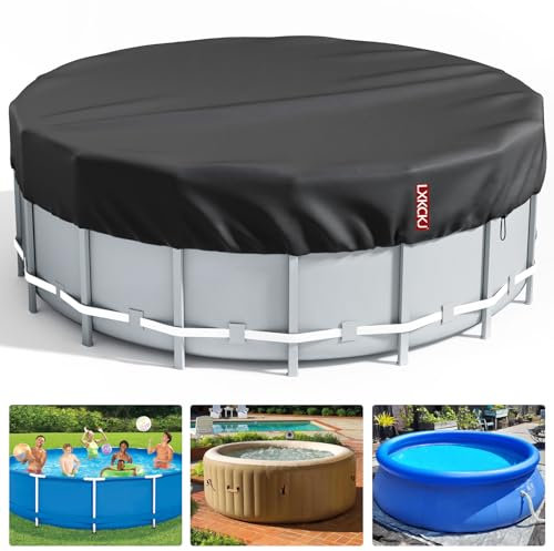 LXKCKJ Bâche 4 Saisons pour Piscine Hors Sol, Bâche Protection pour Piscine, Couverture de Extérieur Ronde Spa Baignoire idéale pour Garder Votre Piscine Propre (2,4 M, Noir)