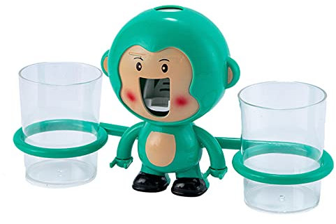 SH-RuiDu Automatischer Zahnpastaspender für Kinder, Cartoon-Design, Wandmontage, mit 2 Bechern, Set für Badezimmer