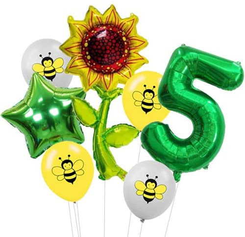 DIWULI Sonnenblume Biene Ballon Set 5 Jahre Garten Party Deko