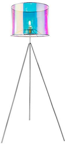 etc-shop Stehleuchte mit buntem Schirm Design Standleuchte 3 Bein Stehlampe mit Schalter, 1x E27, DMxH 65x155cm DM Schirm 40cm, Wohnzimmer Schlafzimmer