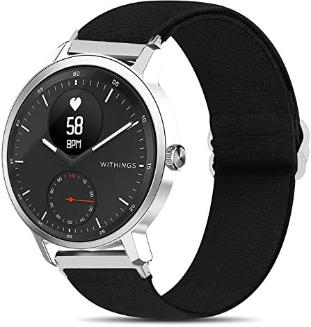 Kompatibel mit Withings ScanWatch-Band, Stretch-Elastik, Nylon, verstellbares Ersatzband, kompatibel mit Withings ScanWatch, 42 mm/38 mm, Hybrid-Smartwatch (schwarz, Withings ScanWatch 42 mm)