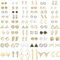 LOLIAS 60 Paar Edelstahl Ohrstecker für Damen Herren Dreieck Quadrat Kreis Bar Stern Mond Geometrisch Blatt Pfeil Schleife CZ Ball Kunstperlen Ohrringe Set Silber/Gold Ton