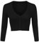 Totatuit Women's Black Cropped V-Neck Long Sleeve Cardigan