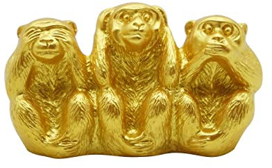 Suxgumoe DREI Affen Statue- Hear-No, See-No, Speak-No Evil 3 Wise Monkeys Ornament Gold Resin Figur Kleine Tierskulptur für Home Office Garden Decoration Collection Geschenke