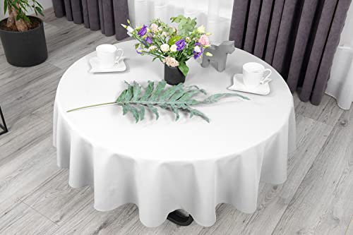 NIBLO Tischdecke Tischläufer Tischtuch Tischwäsche Tischdekoration Tafeltuch (Weiß, Rund Tischdecke - Ø 120 cm)