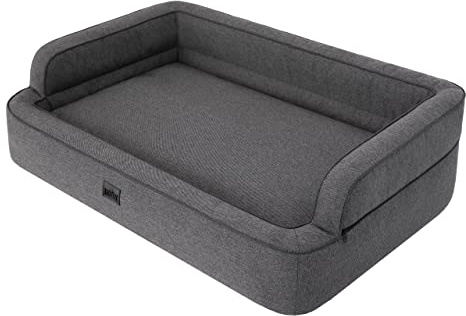 PillowPrim Hundebett, Möbel für Tiere, Katzenbett, Abnehmbar Bezug, Hundekorb, Hundekissen, Hundeliege, Schlafplätze, Hundesofa, Graphit, L: 78x47 cm