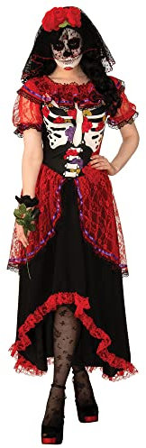 Bristol Novelty 301577S Day Of The Dead Adult Costume, Women, Red, Black, White, Small Halloween Halloween
