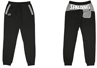 Spalding - Lange Hose ohne Draht - Sport- und Freizeithose - Grau Melange/Schwarz - Jogginghose - Hose 80% Baumwolle - Größe L