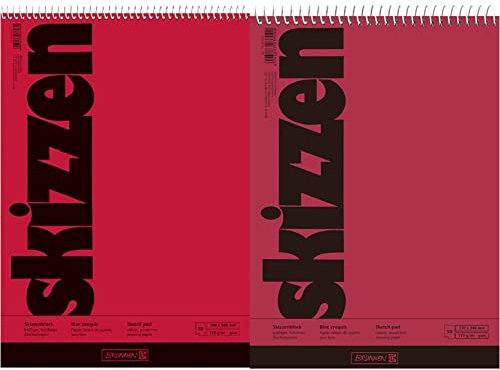 Brunnen 1047450 Zeichen-/Skizzenblock (24x34cm, 110 g/m² 50 Blatt, mit Spirale) & 1047550 Zeichen-/Skizzenblock (17x24cm, 110 g/m², 50 Blatt, mit Spirale)