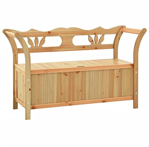 vidaXL Sitzbank, Flurbank mit viel Stauraum, Bank für Flur Wohnzimmer Eingangsbereich, Wohnzimmerbank Dielenbank Sitztruhe, Massivholz Tanne