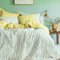 LERUUM Sage Green & Yellow Bedding Double Duvet Cover Bed Set Coton Leaf Botanical Pattern Reversible Quilt Cover Set (Double Bedding)