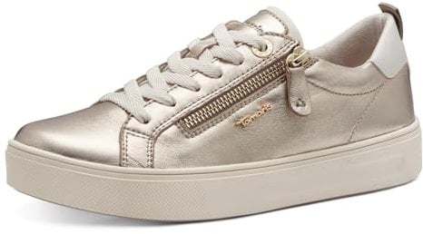 Tamaris COMFORT Damen Sneaker flach mit Reißverschluss Freizeit, Gold (Lt Gold), 41 EU