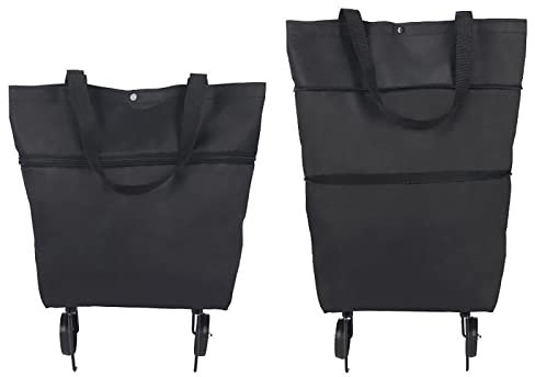 SANON Trolley Beutel Faltbar, Trolley Taschen, Einkaufstasche Mit Rädern Beutel Einkaufswagen Tasche Auf Räder für Einkäufe Zu Hause Supermarkt Einkauf Von Schweren Lasten